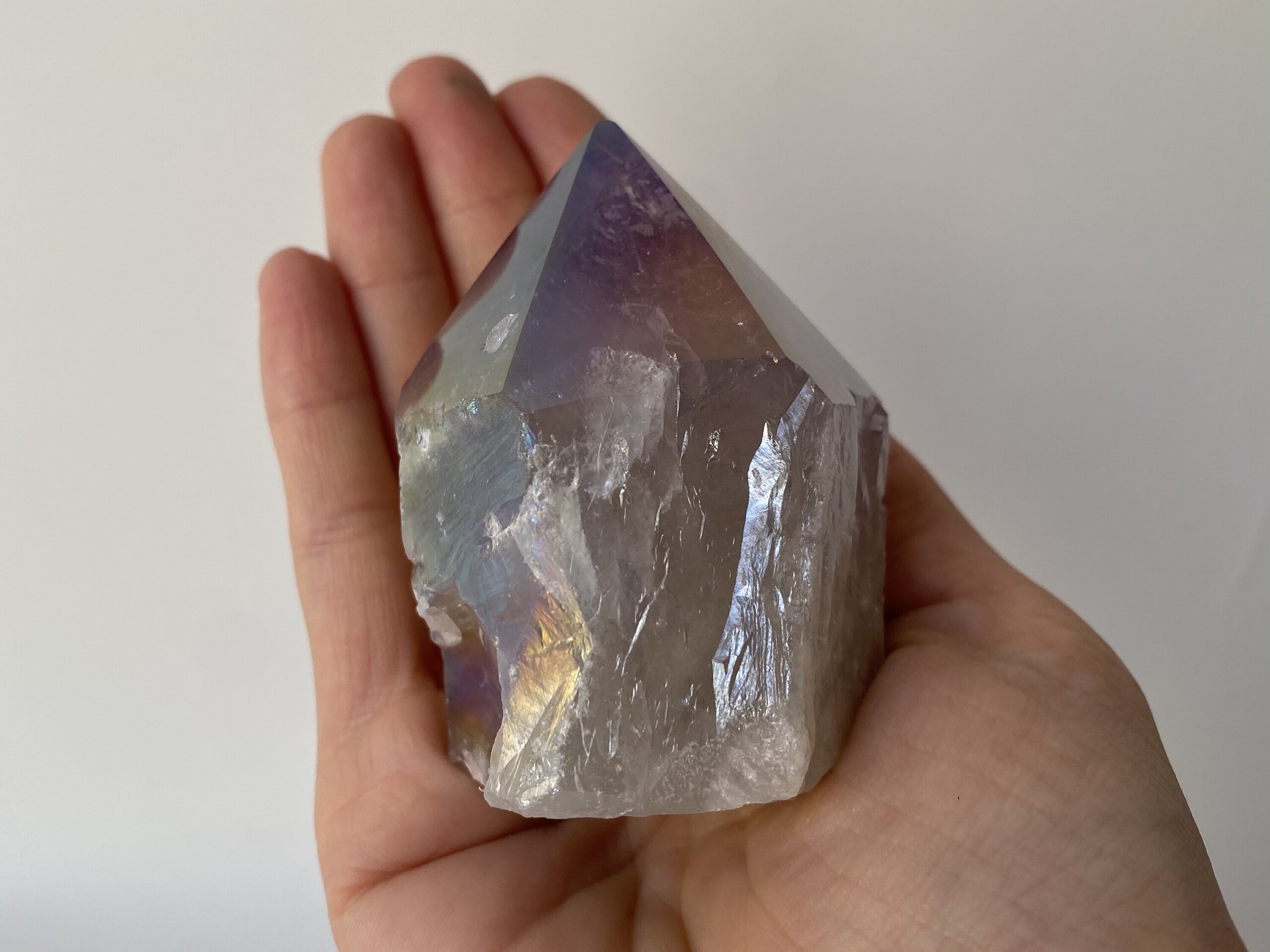 Punta de Cuarzo Aura semipulida base plana - 2