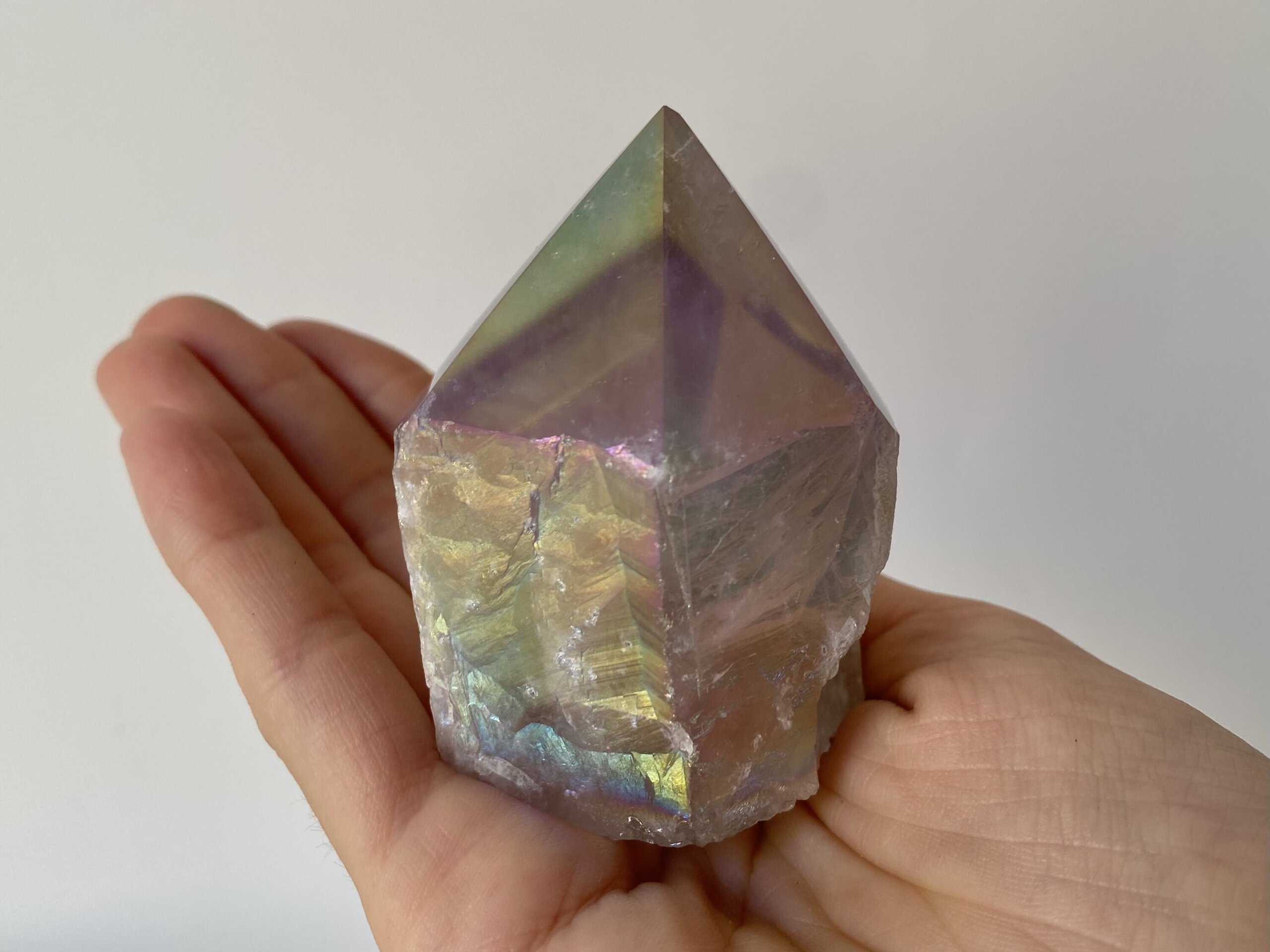 Punta de Cuarzo Aura semipulida base plana - 1